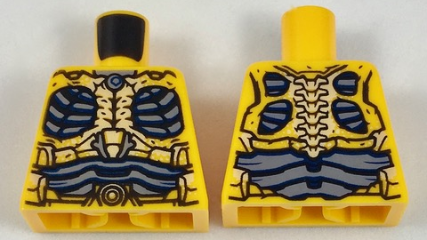Lego Torso Parademon Armor Skeletal with Vertebrae, Dark Blue and Sand Blue Detail Pattern