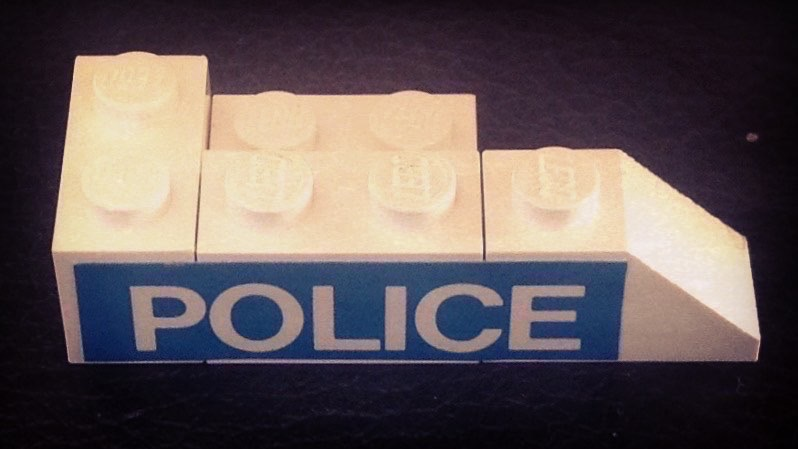 Lego Stickered Assembly 5 x 2 x 1 with 'POLICE' Pattern Model Left Side (Sticker) - Set 394