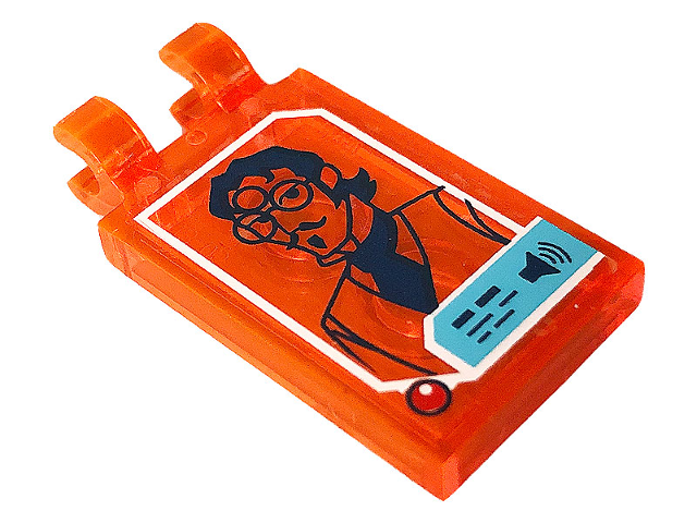 Lego Tile, Modified 2 x 3 with 2 Open O Clips with Screen with White Border, Medium Azure Panel, Man in Glasses, Tie and Vest Pattern (Sticker) - Set 41232