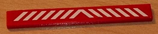 Lego Tile 1 x 8 with White Chevron and Danger Stripes Pattern (Sticker) - Set 6598