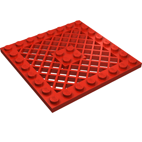 Lego Plate Special 8 x 8 with Grille [No Hole in Center] / Red