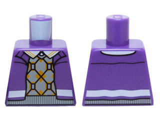 Lego Torso Jacket over Light Bluish Gray and Orange Argyle Sweater Vest Pattern / Dark Purple