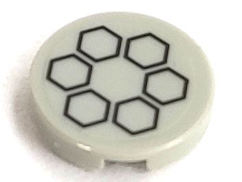 Lego Tile, Round 2 x 2 with 6 Black Hexagons Pattern (Sticker) - Sets 79102 / 79104 / Light Bluish Gray