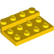 Lego Plate Round Corners Double 3 x 4 with 1 x 4 Raised Edge Studs / Yellow