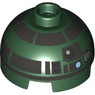 Lego Brick Round 2 x 2 Dome Top, Vented Stud with Pearl Titanium Astromech Droid Print (R4-P44)
