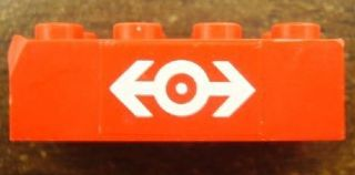 Lego Brick 2 x 4 with Train Logo White Pattern (Sticker) - Set 4563 / Red