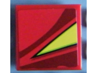 Lego Tile 2 x 2 with Yellow Triangle Pattern Model Left Side (Sticker) - Set 8484 / Red