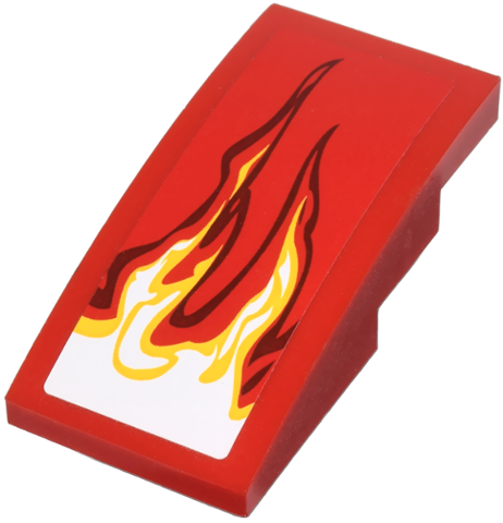 Lego Slope, Curved 4 x 2 with White and Yellow Flames Pattern Model Right Side (Sticker) - Set 9441