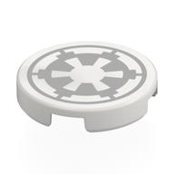 Lego Tile Round 2 x 2 with Light Bluish Grey Imperial Symbol Print