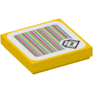 Lego Tile 2 x 2 with Lava Bubble and Barcode Print (Sticker) / Yellow
