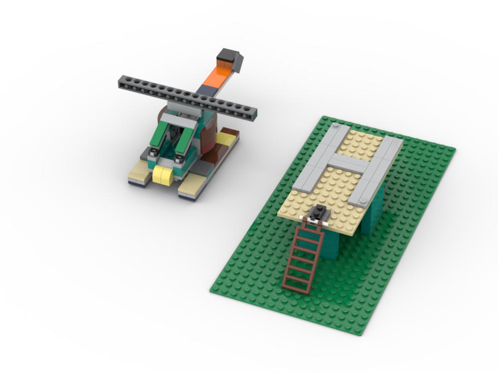 Lego 10270 Klintlsztvud Style Helicopter & Heli Pad