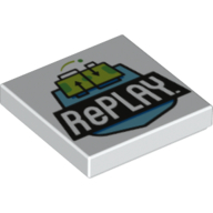 Lego Tile 2 x 2 with 'RePLAY' Print / White