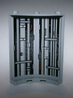 Lego Cylinder Quarter 4 x 4 x 6 with SW Death Star II Reactor Shaft Pattern (Stickers) - Set 75093 / Light Bluish Gray