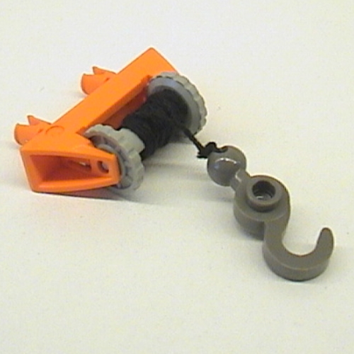 Lego String Reel 1 x 4 x 2 Complete with String and Dark Gray Hook with Towball