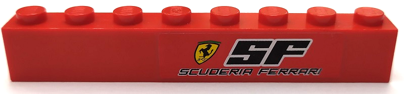 Lego Brick 1 x 8 with Ferrari Logo, 'SF' and 'SCUDERIA FERRARI' Pattern Model Right (Sticker) - Sets 8153 / 8155