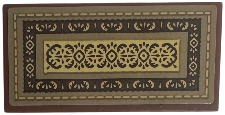Lego Tile 2 x 4 with Dark Brown, Dark Tan, and Tan Rug Pattern (Sticker) - Set 76781 / Reddish Brown