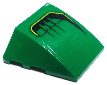 Lego Wedge 4 x 3 Triple Curved No Studs with Black and Yellow Vent Pattern Model Right Side (Sticker) - Set 70641 / Green