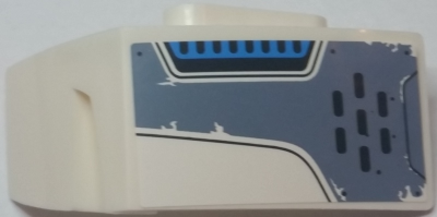 Lego Technic, Panel Car Mudguard Left with Worn Sand Blue Panel with Black Rivets, Curved Lines, and Vent Grilles Pattern (Sticker) - Set 70131