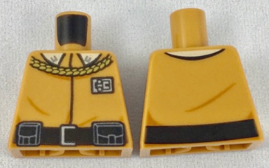 Lego Torso SW General Calrissian Gold Braid, Badge and Black Belt Pattern / Medium Nougat