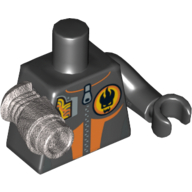 Lego Torso Wetsuit with Zipper and Agents Villain Logo Print, Black Left Arm and Hand, Metallic Silver Mech Right Arm / Black