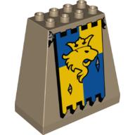 Lego Duplo Brick 3 x 6 x 5 Slope 75° All Sides with Lion and Crown Banner Print