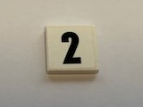 Lego Tile 2 x 2 with Black Number 2 on White Background Pattern (Sticker) - Set 60110