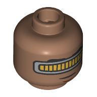 Lego Minifig Head Geordi La Forge, Black Eyebrows, Gold Visor, Neutral / Smile with Teeth / Medium Brown