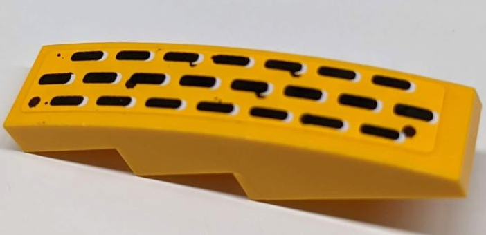 Lego Slope, Curved 4 x 1 with Black Grille Lines Pattern (Sticker) - Set 70134