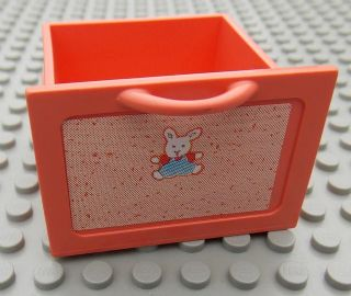 Lego Scala Large Drawer with Bunny on Light Salmon Background Pattern (Sticker) - Set 3241