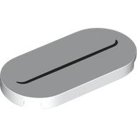 Lego Tile Round 2 x 4 with Black Line / Mouth Print / White