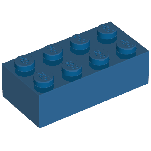 Lego Brick 2 x 4 without Cross Supports / Blue