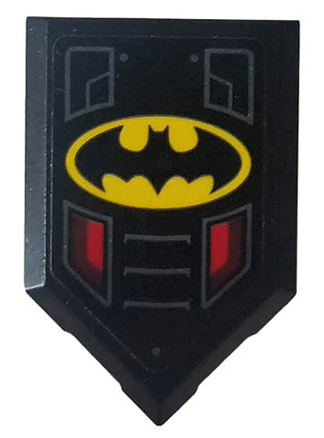Lego Tile, Modified 2 x 3 Pentagonal with Batman Logo Pattern (Sticker) - Set 76116
