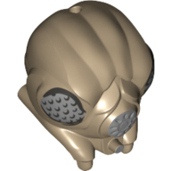 Lego Minifig Head Special, Gand with Light Bluish Gray Netting Eyes, Mouth Print / Dark Tan