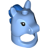 Lego Costume / Mask, Horse with Hole in Top and Mane Blue Print / Medium Blue