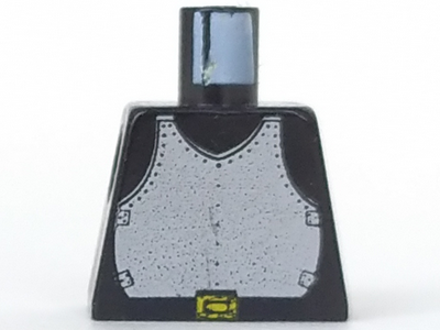 Lego Torso Castle Silver Breastplate Armor, Black Belt with Yellow Buckle Pattern / Black