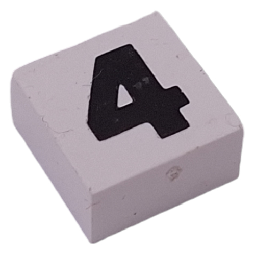 Lego Modulex Tile 2 x 2 with Black '4' Print, Black Internal Lining, No Dot