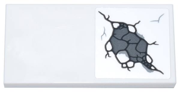 Lego Tile 2 x 4 with Black, Dark Bluish Gray and Light Bluish Gray Wide Cracked Stone Pattern 1 (Sticker) - Set 76266 / White