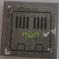 Lego Tile 2 x 2 with Vent Grille and Lime Spider Fangs Pattern (Sticker) - Set 70130 / Dark Bluish Gray
