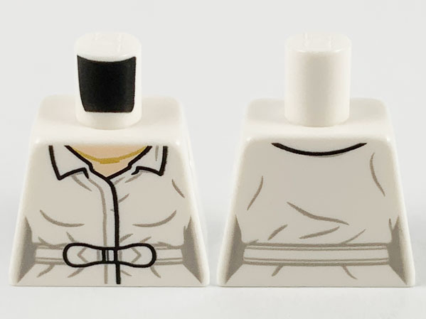 Lego Torso Female Blouse, Light Nougat Neck with Gold Necklace and Belt Pattern / White