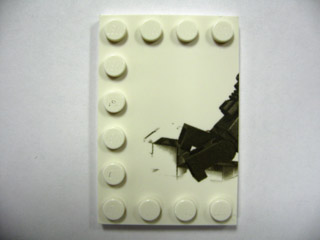 Lego Tile, Modified 4 x 6 with Studs on Edges with Deep Sea Scuba Diver Left Half Pattern