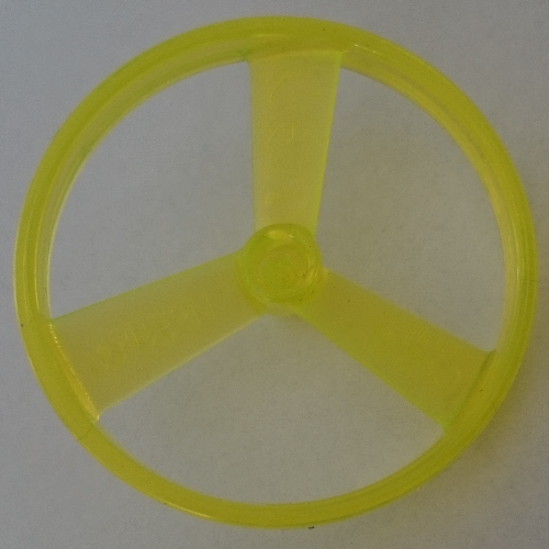 Lego Projectile, Disk / Rotor / Propeller 3 Blade with Flywheel Pin / Trans-Neon Green