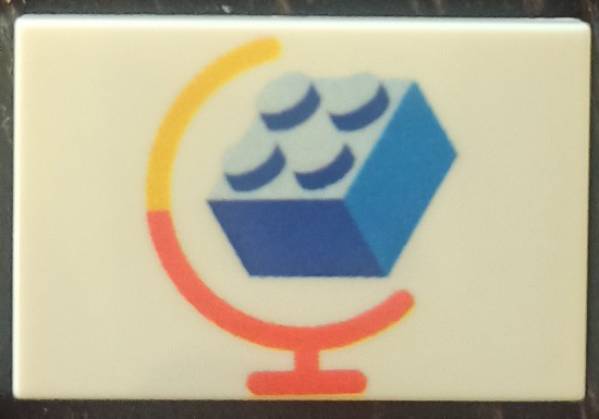 Lego Tile 2 x 3 with LEGO World Builder Logo Pattern