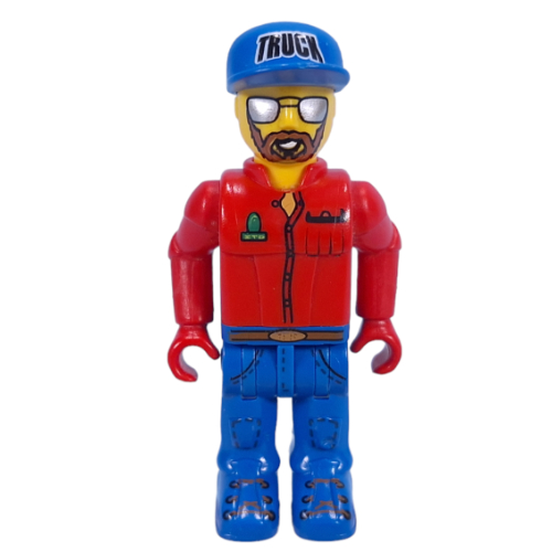 Lego Juniors Midifig, Truck Driver with Brown Beard and Mirror Sunglasses / Red