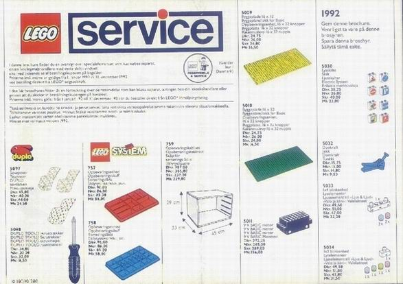 Lego 1992 Medium Service Packs DK/N/S/SF (101180/101280)