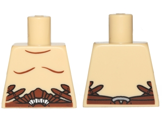 Lego Torso LotR Bare Chest with Dark Brown Markings and Belt Straps Pattern / Tan