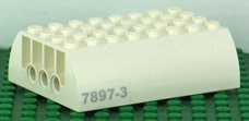 Lego Slope, Curved 6 x 8 x 2 Double with Light Bluish Gray '7897-3' Pattern on Both Sides (Stickers) - Set 7897 / White