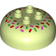 Lego Duplo Brick Round 4 x 4 Dome Top with 2 x 2 Studs - Candy Sprinkles Print