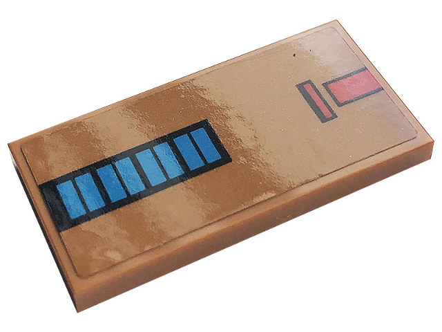 Lego Tile 2 x 4 with Blue and Red Rectangles Pattern (Sticker) - Set 10272
