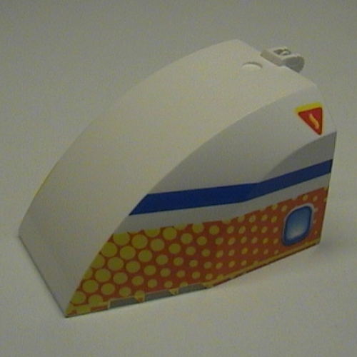 Lego Windscreen 8 x 6 x 4 Canopy with Hinge and Airliner Aft Blue/Orange Print