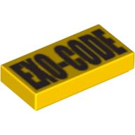 Lego Tile 1 x 2 with Engraved Code for Exo-Force / Yellow